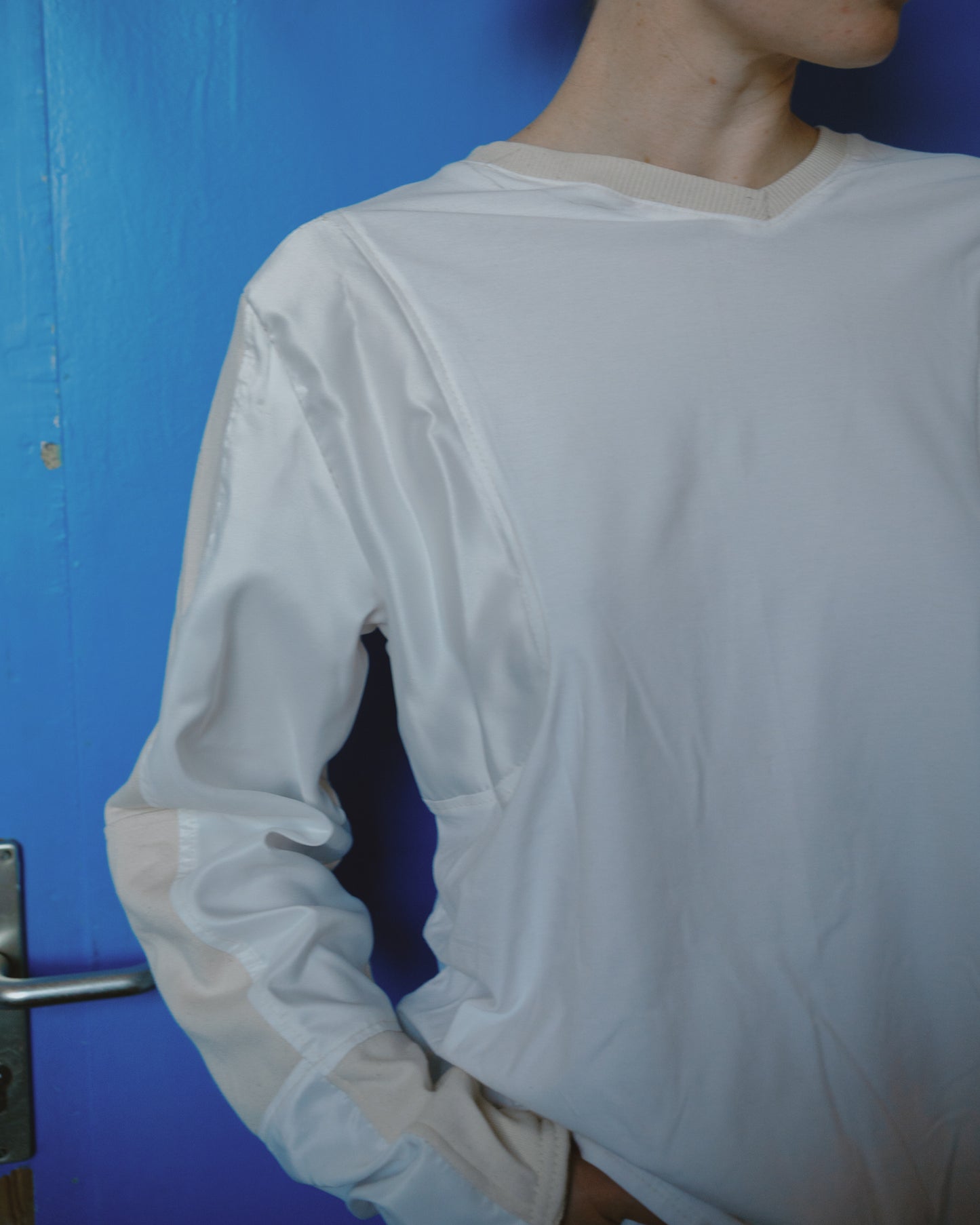 Upcycled Cotton Jersey & Satin Top