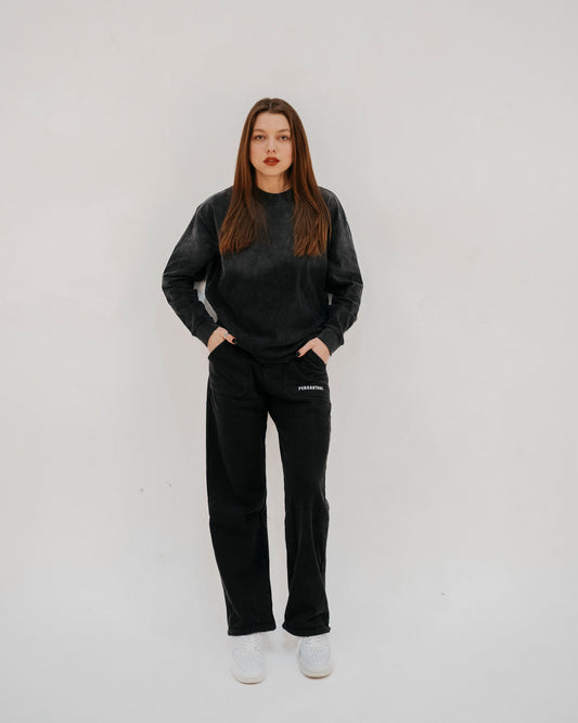 French Terry sweatpants in vintage black